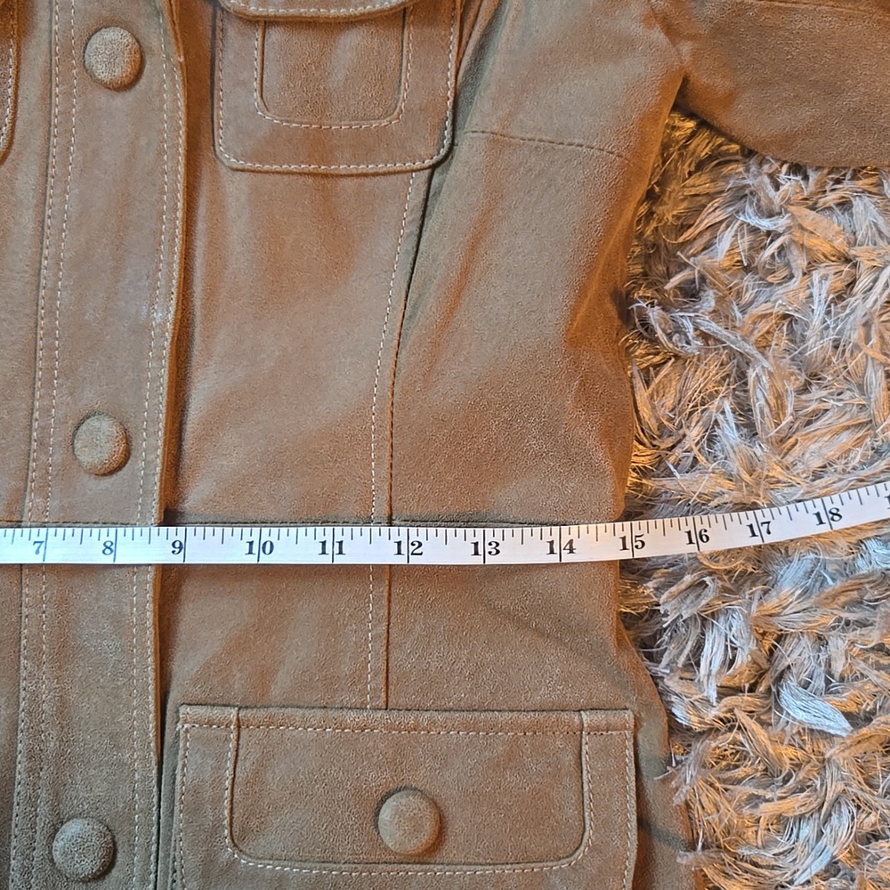 Vintage Y2K Tan Suede Button-Front Coat - Picture 10 of 16